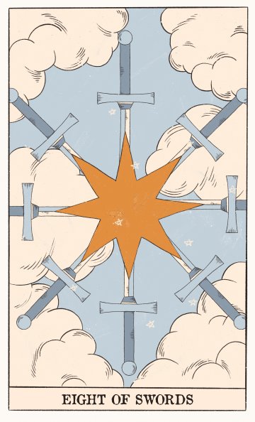 Осмица Мечове (Eight of Swords) - Таро карта значение